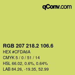 カラーコード: RGB 207 218.2 106.6 | qconv.com