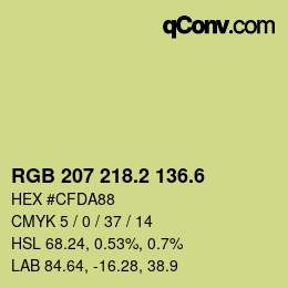 カラーコード: RGB 207 218.2 136.6 | qconv.com