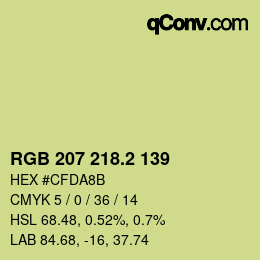 カラーコード: RGB 207 218.2 139 | qconv.com