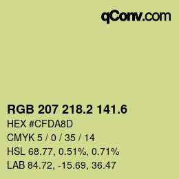 カラーコード: RGB 207 218.2 141.6 | qconv.com