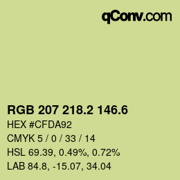 カラーコード: RGB 207 218.2 146.6 | qconv.com
