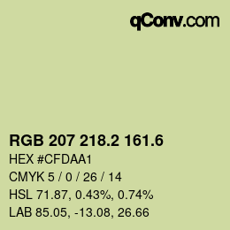 カラーコード: RGB 207 218.2 161.6 | qconv.com