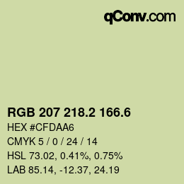 カラーコード: RGB 207 218.2 166.6 | qconv.com