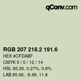 カラーコード: RGB 207 218.2 191.6 | qconv.com
