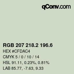 カラーコード: RGB 207 218.2 196.6 | qconv.com