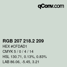 カラーコード: RGB 207 218.2 209 | qconv.com