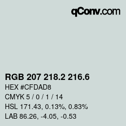 カラーコード: RGB 207 218.2 216.6 | qconv.com