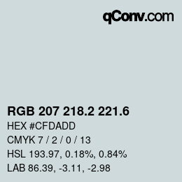 カラーコード: RGB 207 218.2 221.6 | qconv.com