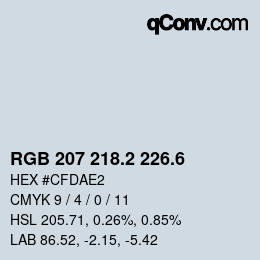 カラーコード: RGB 207 218.2 226.6 | qconv.com