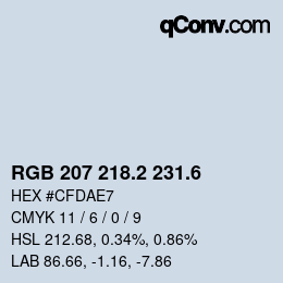 カラーコード: RGB 207 218.2 231.6 | qconv.com
