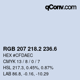 カラーコード: RGB 207 218.2 236.6 | qconv.com
