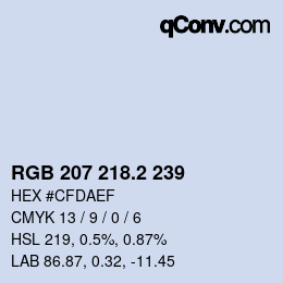 カラーコード: RGB 207 218.2 239 | qconv.com