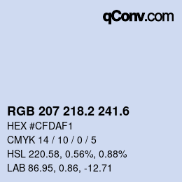 カラーコード: RGB 207 218.2 241.6 | qconv.com