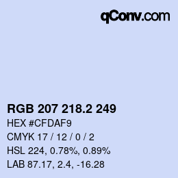 カラーコード: RGB 207 218.2 249 | qconv.com