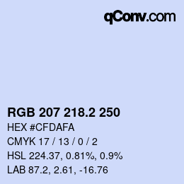 カラーコード: RGB 207 218.2 250 | qconv.com