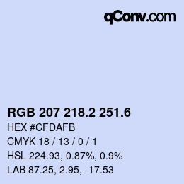 カラーコード: RGB 207 218.2 251.6 | qconv.com