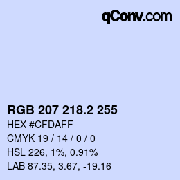 カラーコード: RGB 207 218.2 255 | qconv.com