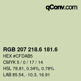カラーコード: RGB 207 218.6 181.6 | qconv.com