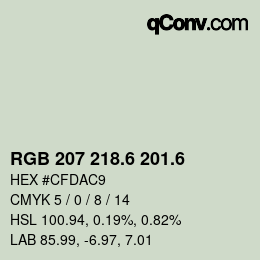 カラーコード: RGB 207 218.6 201.6 | qconv.com