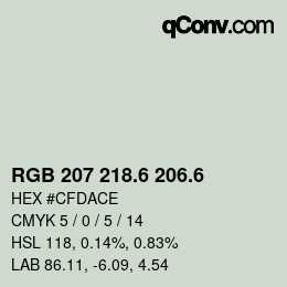 カラーコード: RGB 207 218.6 206.6 | qconv.com