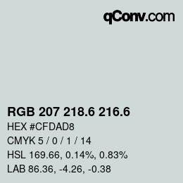 カラーコード: RGB 207 218.6 216.6 | qconv.com