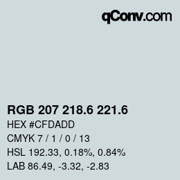カラーコード: RGB 207 218.6 221.6 | qconv.com