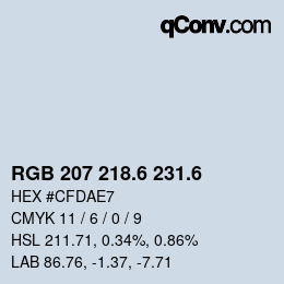 カラーコード: RGB 207 218.6 231.6 | qconv.com