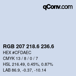 カラーコード: RGB 207 218.6 236.6 | qconv.com