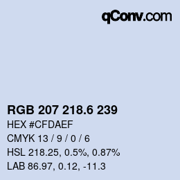 カラーコード: RGB 207 218.6 239 | qconv.com
