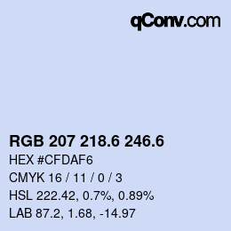 カラーコード: RGB 207 218.6 246.6 | qconv.com