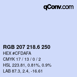 カラーコード: RGB 207 218.6 250 | qconv.com
