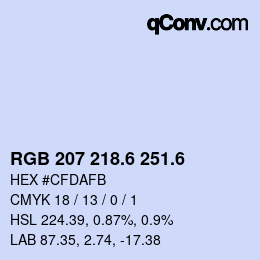カラーコード: RGB 207 218.6 251.6 | qconv.com