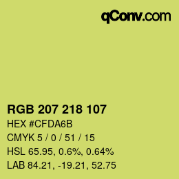 カラーコード: RGB 207 218 107 | qconv.com