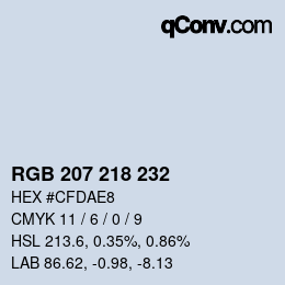 Color code: RGB 207 218 232 | qconv.com