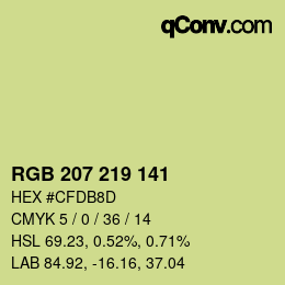 Color code: RGB 207 219 141 | qconv.com