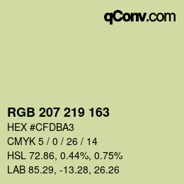 Color code: RGB 207 219 163 | qconv.com