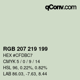 カラーコード: RGB 207 219 199 | qconv.com