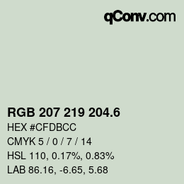 カラーコード: RGB 207 219 204.6 | qconv.com