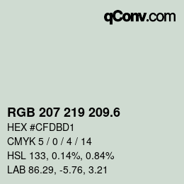 カラーコード: RGB 207 219 209.6 | qconv.com