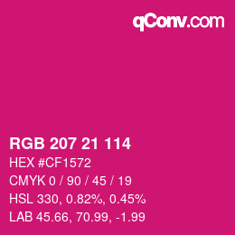 Color code: RGB 207 21 114 | qconv.com