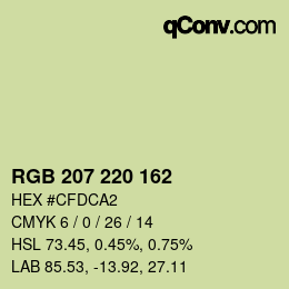 カラーコード: RGB 207 220 162 | qconv.com