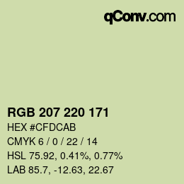 Color code: RGB 207 220 171 | qconv.com