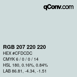 Color code: RGB 207 220 220 | qconv.com