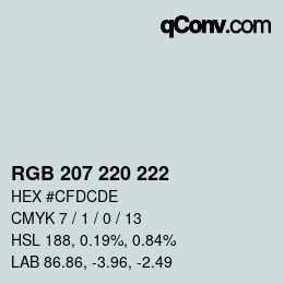 Color code: RGB 207 220 222 | qconv.com