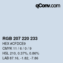 Color code: RGB 207 220 233 | qconv.com