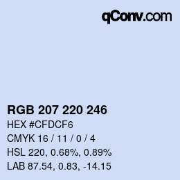 Color code: RGB 207 220 246 | qconv.com