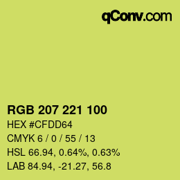 Color code: RGB 207 221 100 | qconv.com