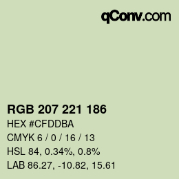 カラーコード: RGB 207 221 186 | qconv.com