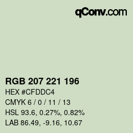 Color code: RGB 207 221 196 | qconv.com