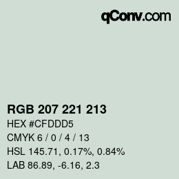 Color code: RGB 207 221 213 | qconv.com